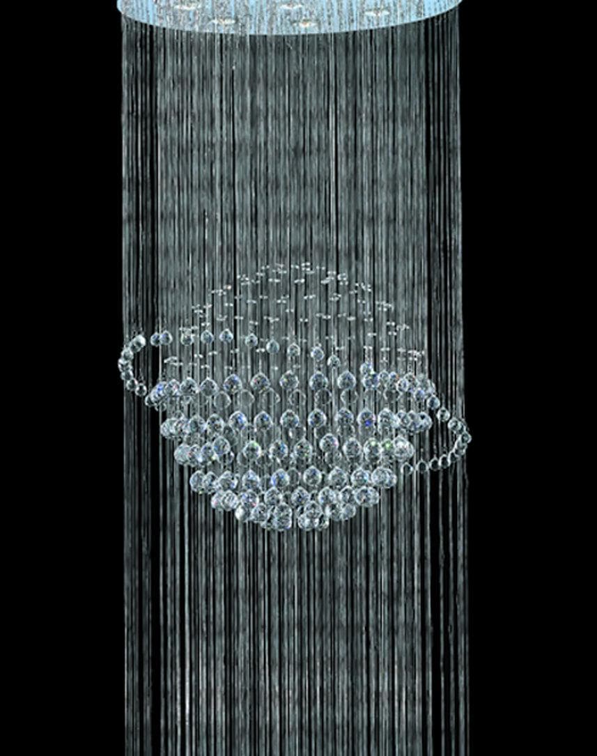 Double Saturn Ball LED Crystal Chandelier - Width:60cm Height:180cm - Designer Chandelier Australia