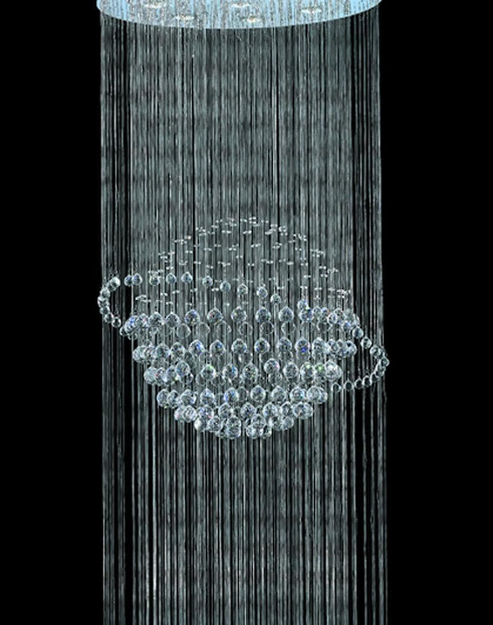 Double Saturn Ball LED Crystal Chandelier - Width:60cm Height:180cm - Designer Chandelier Australia