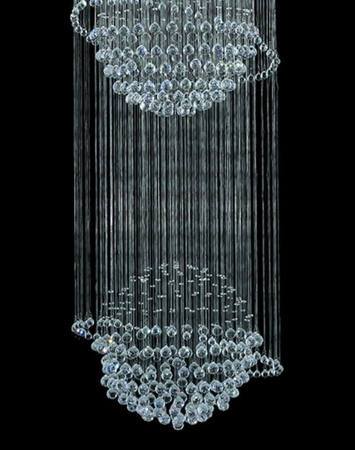 Double Saturn Ball LED Crystal Chandelier - Width:60cm Height:180cm - Designer Chandelier Australia