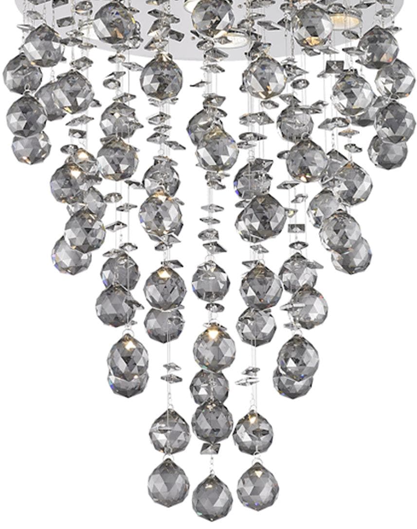 Round Cluster LED Crystal Chandelier - Smoke - W:40cm H:60cm