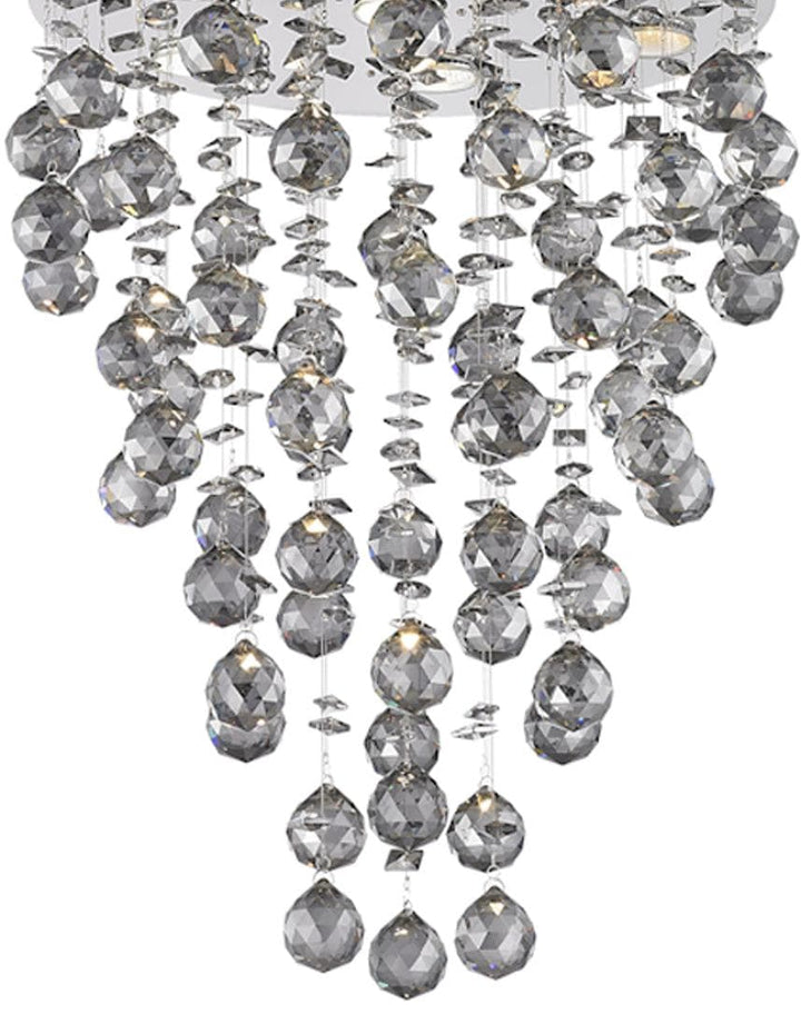 Round Cluster LED Crystal Chandelier - Smoke - W:40cm H:60cm