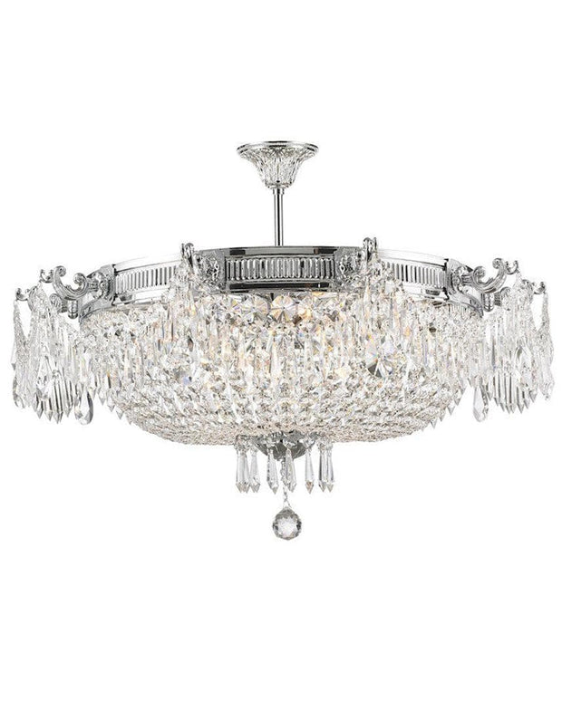 Regency Basket Chandelier -  Chrome Finish - Flush Mount - W:75cm H:45cm