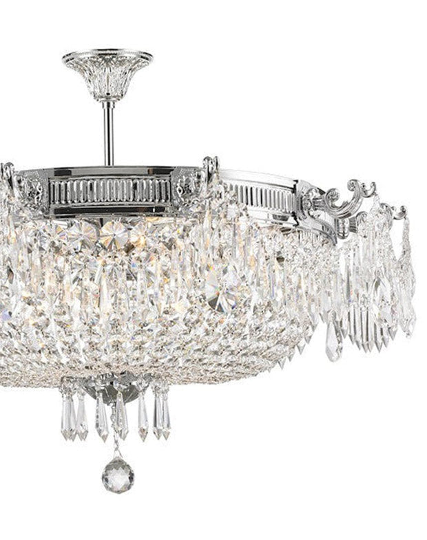 Regency Basket Chandelier -  Chrome Finish - Flush Mount - W:75cm H:45cm