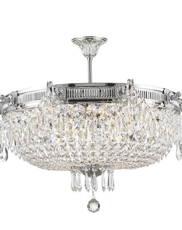 Regency Basket Chandelier - Chrome Finish - Flush Mount - W:75cm H:45cm