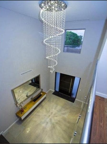 Contemporary Spiral LED Chandelier - W:100cm H:300cm - Chrome - Designer Chandelier Australia