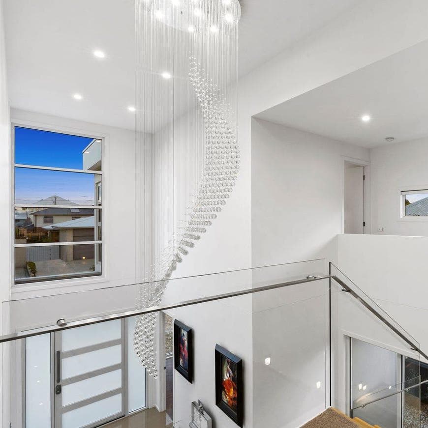 Contemporary Wave LED Chandelier - W:80cm H:260cm - Chrome - Designer Chandelier Australia