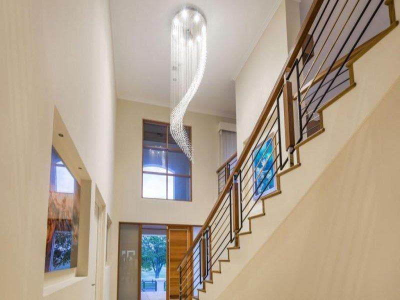 Contemporary Wave LED Chandelier - W:90cm H:400cm - Chrome - Designer Chandelier Australia