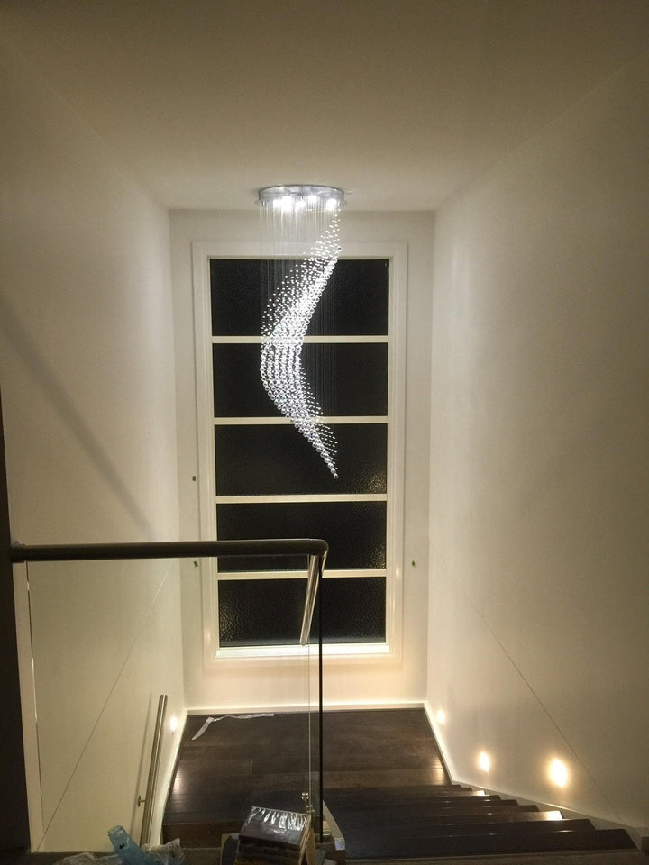 Contemporary Wave LED Chandelier – Modern LED Chandelier, 60cm x 190cm - Chrome - Designer Chandelier Australia