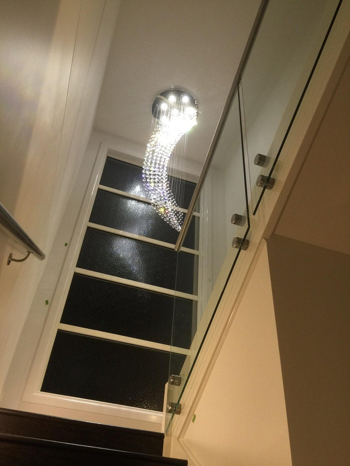 Contemporary Wave LED Chandelier – Modern LED Chandelier, 60cm x 190cm - Chrome - Designer Chandelier Australia