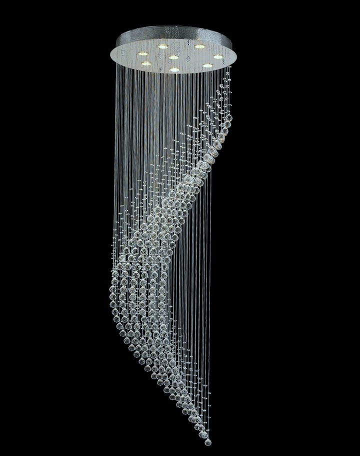 Contemporary Wave LED Chandelier – Modern LED Chandelier, 60cm x 190cm - Chrome - Designer Chandelier Australia