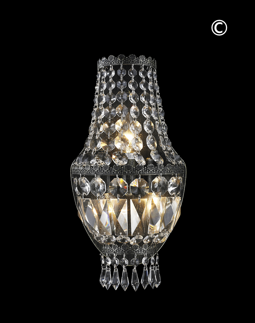 French Basket Wall Sconce Light - Antique SILVER - W:20cm - Designer Chandelier 
