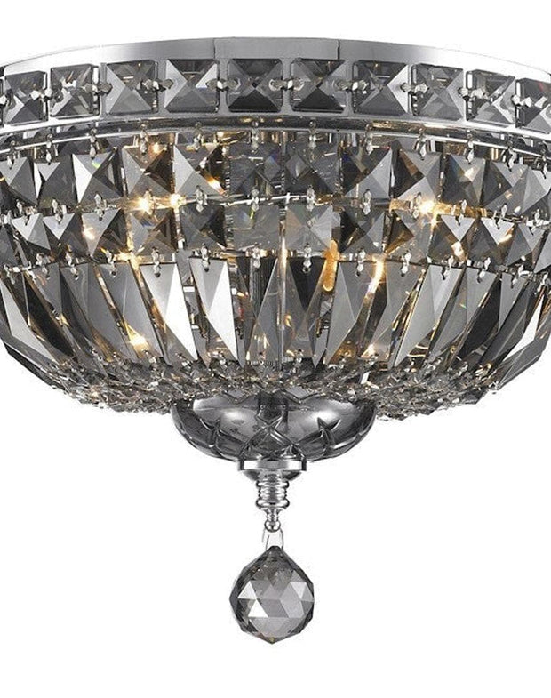 Empress Flush Mount Basket Chandelier - CHROME & SMOKE- W:35cm