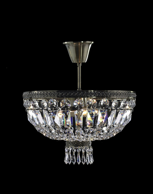 French Basket Semi Flush Mount Chandelier - Antique Bronze - Width: 40cm - Designer Chandelier 