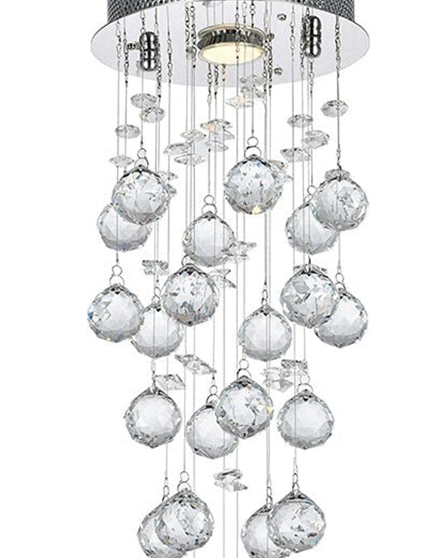 Round Cluster LED Crystal Chandelier - Width:20cm Height:60cm - Designer Chandelier Australia