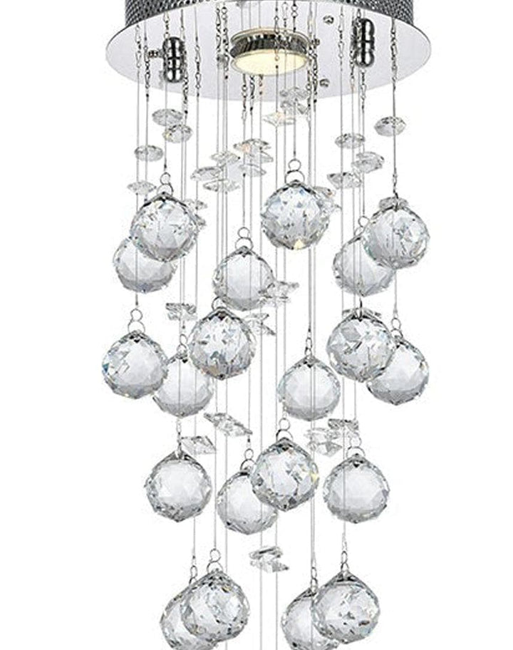 Round Cluster LED Crystal Chandelier - Width:20cm Height:60cm - Designer Chandelier Australia