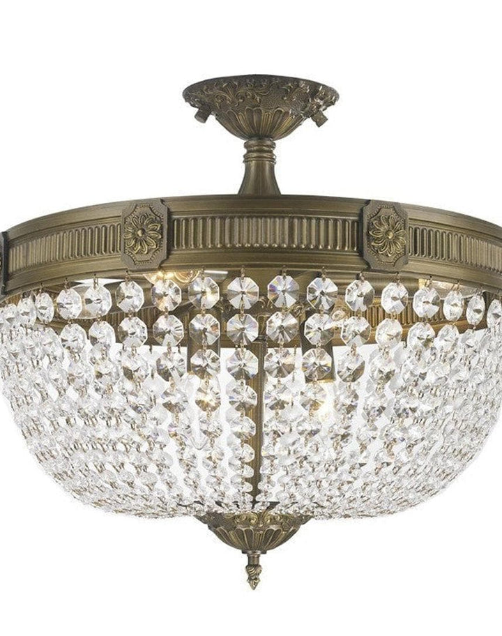 Regency Basket Flush Mount Chandelier - Antique Bronze Style - W:50cm