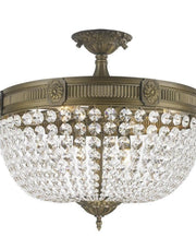 Regency Basket Flush Mount Chandelier - Antique Bronze Style - W:50cm