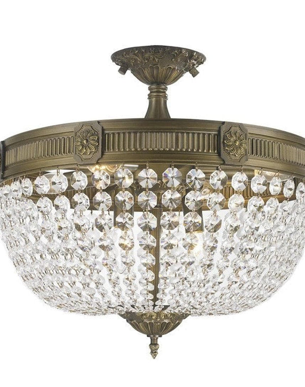 Regency Basket Flush Mount Chandelier - Antique Bronze Style - W:50cm