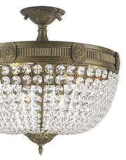 Regency Basket Flush Mount Chandelier - Antique Bronze Style - W:50cm