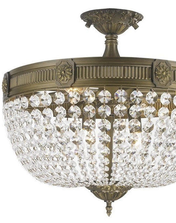 Regency Basket Flush Mount Chandelier - Antique Bronze Style - W:50cm