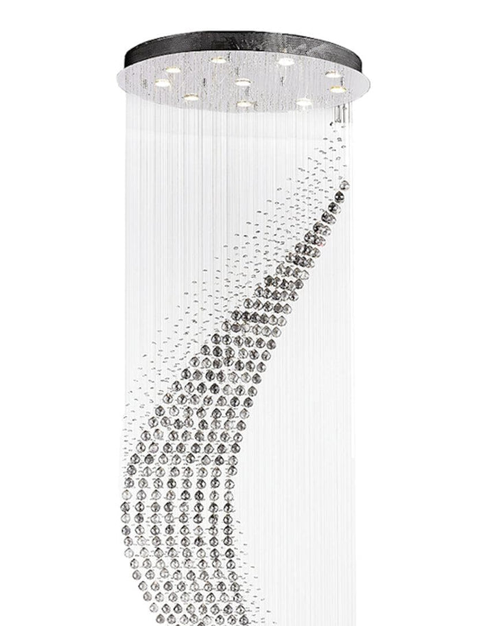 Contemporary Wave LED Chandelier - SMOKE - W:80cm H:260cm