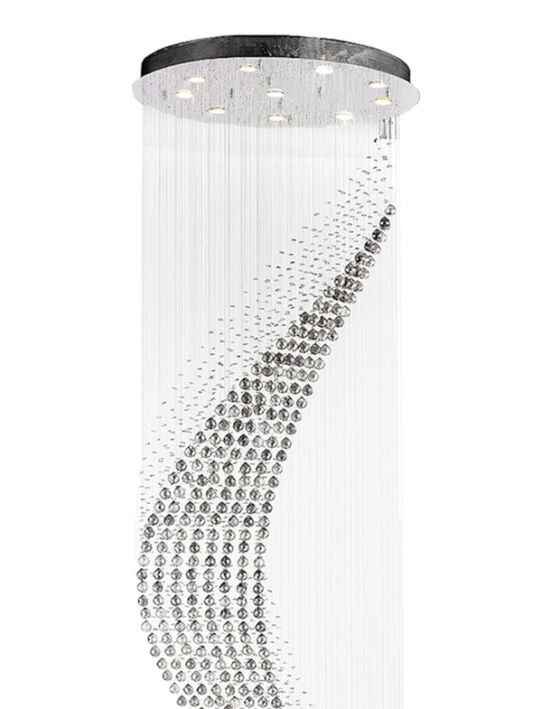 Contemporary Wave LED Chandelier - SMOKE - W:80cm H:260cm