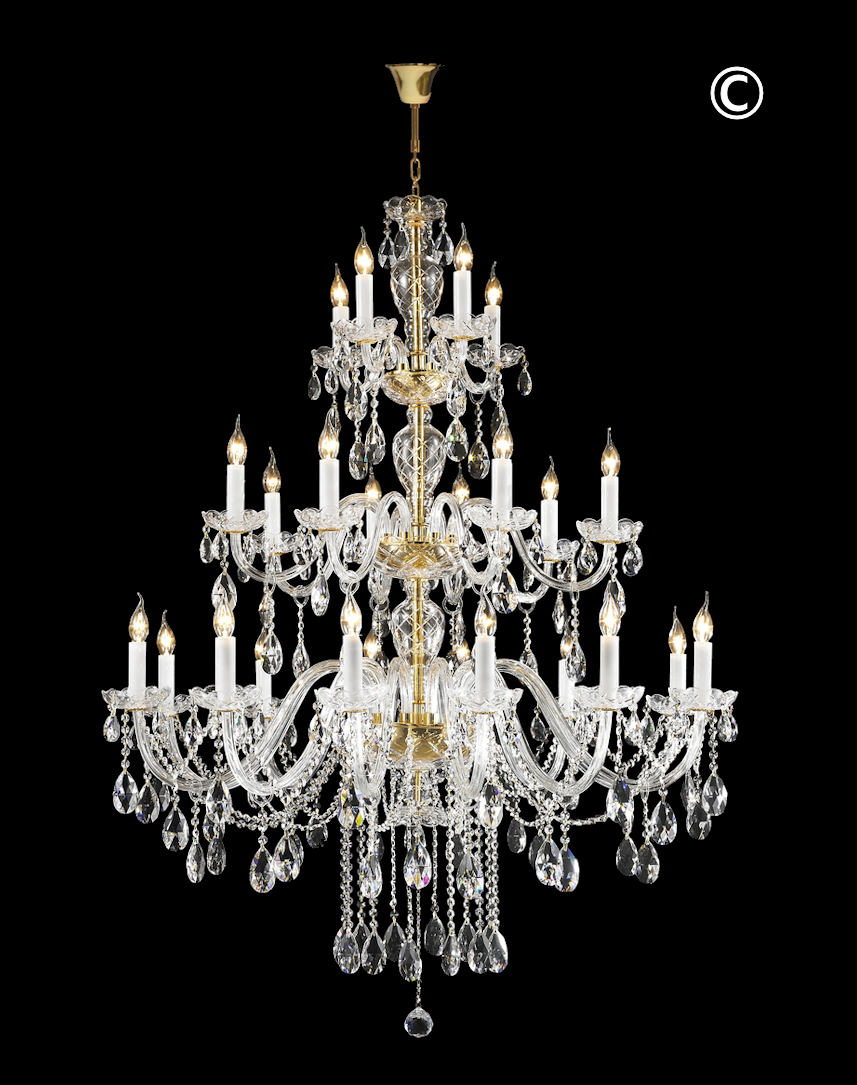 Bohemian Brilliance 24 Arm Crystal Chandelier- GOLD - Designer Chandelier 