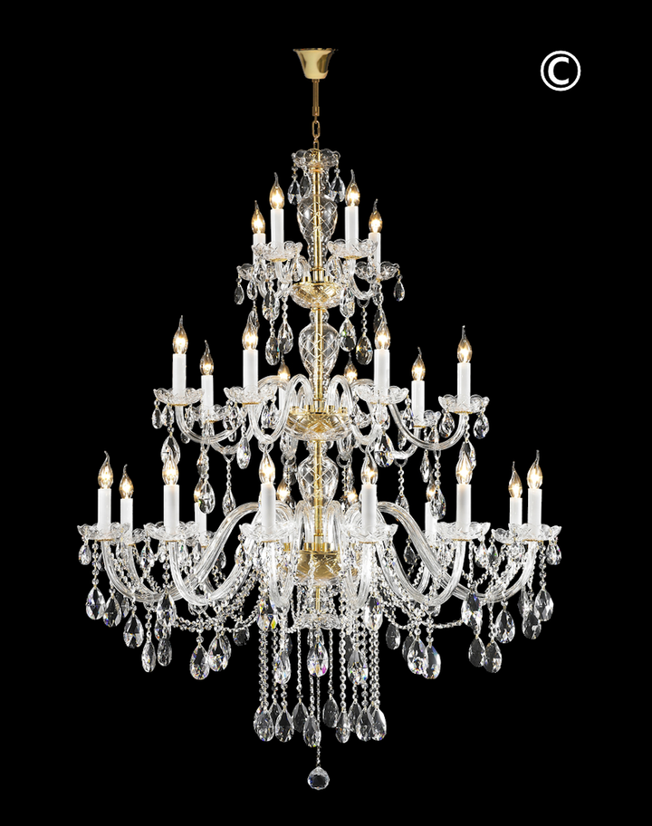 Bohemian Brilliance 24 Arm Crystal Chandelier- GOLD - Designer Chandelier 