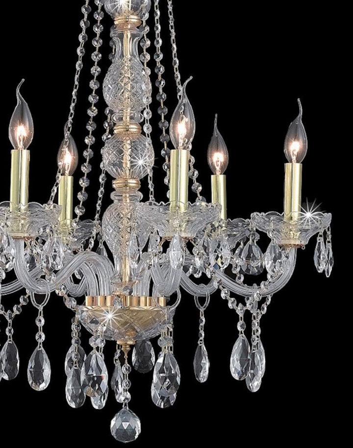 Bohemian Elegance 6 Arm Crystal Chandelier - GOLD