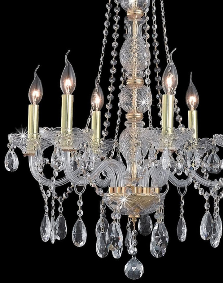 Bohemian Elegance 6 Arm Crystal Chandelier - GOLD