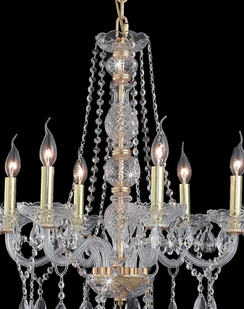 Bohemian Elegance 6 Arm Crystal Chandelier - GOLD