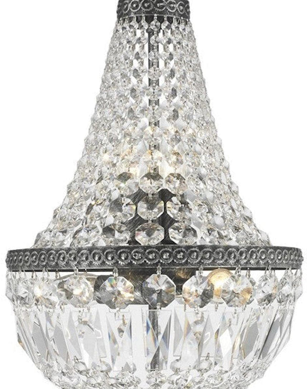 French Basket Chandelier - Antique SILVER - 5 Light