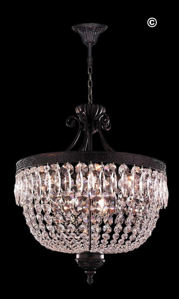 Florence Basket Chandelier -  Flemish Brass Finish- W:50cm H:65cm - Designer Chandelier 