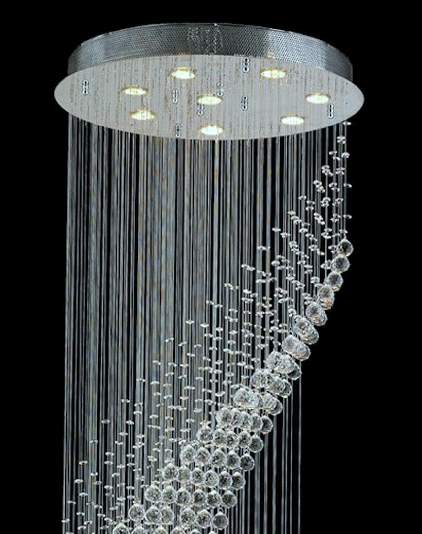 Contemporary Wave LED Chandelier – Modern LED Chandelier, 60cm x 190cm - Chrome - Designer Chandelier Australia
