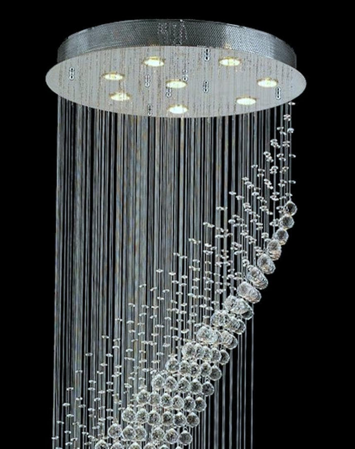 Contemporary Wave LED Chandelier – Modern LED Chandelier, 60cm x 190cm - Chrome - Designer Chandelier Australia