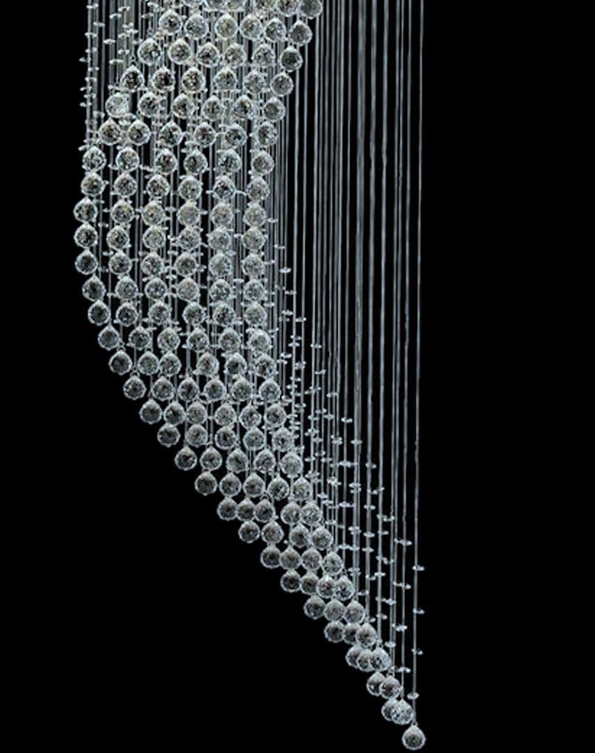 Contemporary Wave LED Chandelier – Modern LED Chandelier, 60cm x 190cm - Chrome - Designer Chandelier Australia