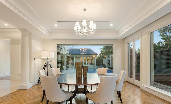 NewYork - Hampton Halo 8 Light Chandelier - Silver Plated - Designer Chandelier 