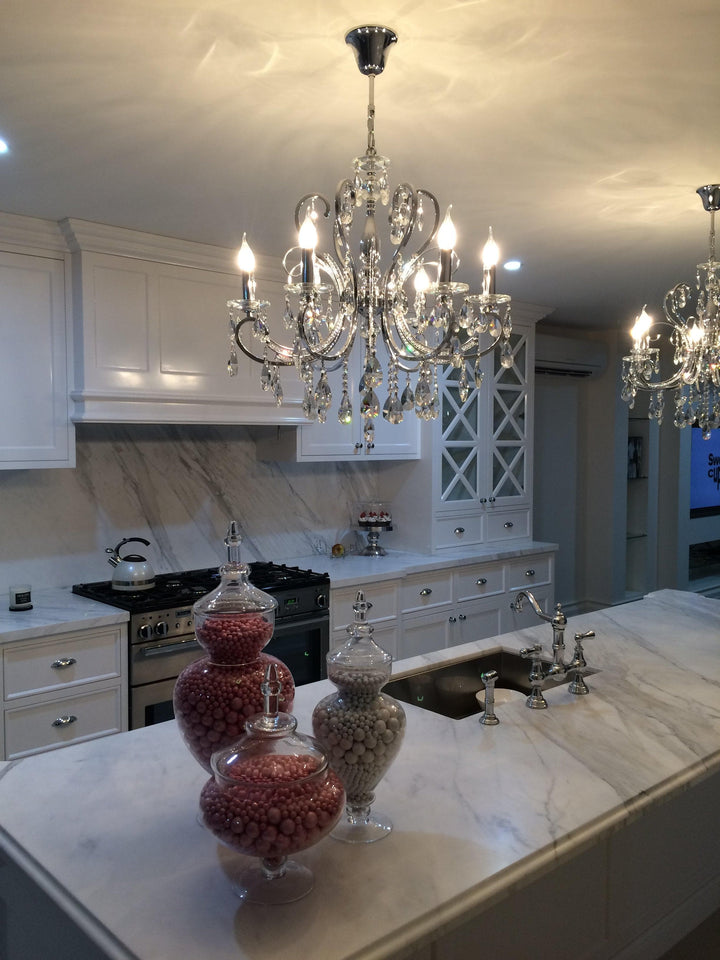 NewYork Princess 6 Arm Chandelier - W:62 - Chrome - Designer Chandelier Australia