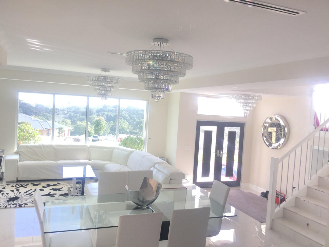 Modular 5 Tier Crystal Pendant Light- CHROME - Large - Designer Chandelier Australia