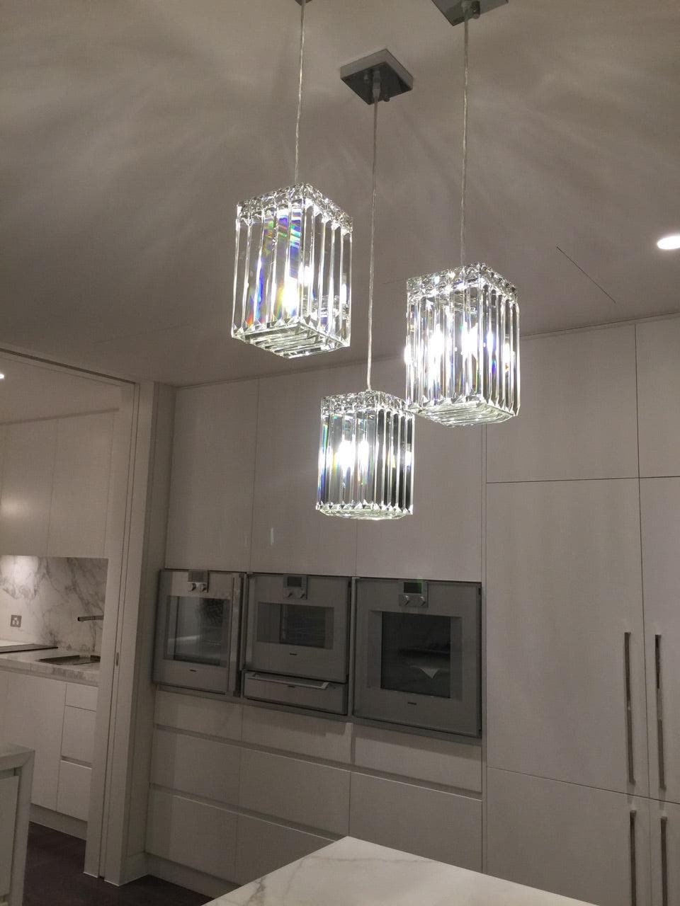 Modular Single Light Pendant - Square Chrome Fixture for Ceiling