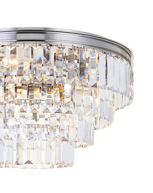 Jordan Collection - Flush Mount Chandelier - 50cm - Nickel Plated