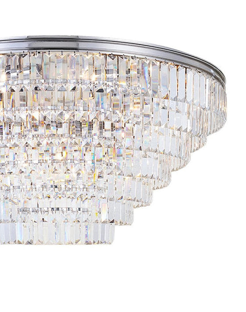 Jordan Collection - Flush Mount Chandelier - 90cm - Nickel Plated
