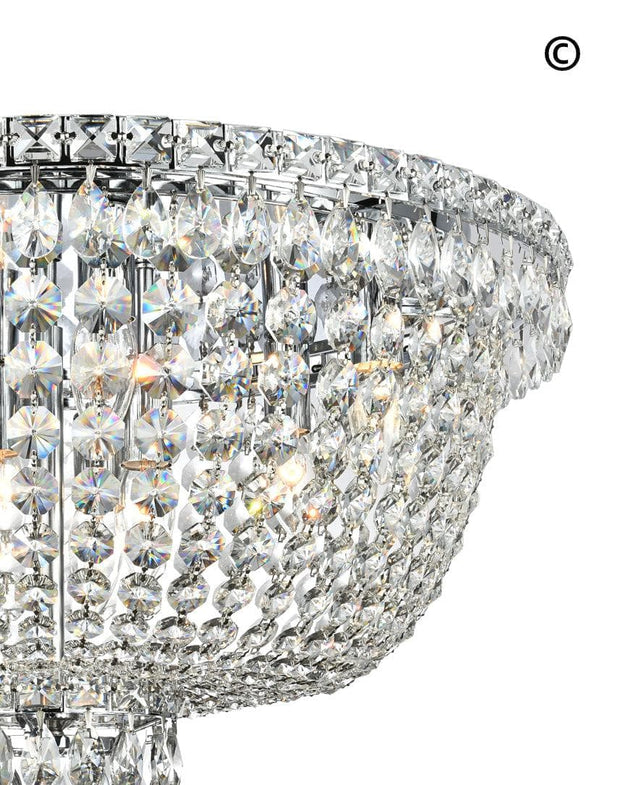 NewYork Empress - Flush Mount Basket Chandelier - Chrome - W:60cm - Designer Chandelier 