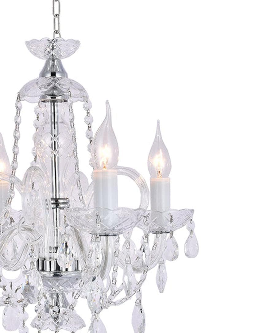 Bohemian Prague 4 Arm Crystal Chandelier - Chrome Fixtures