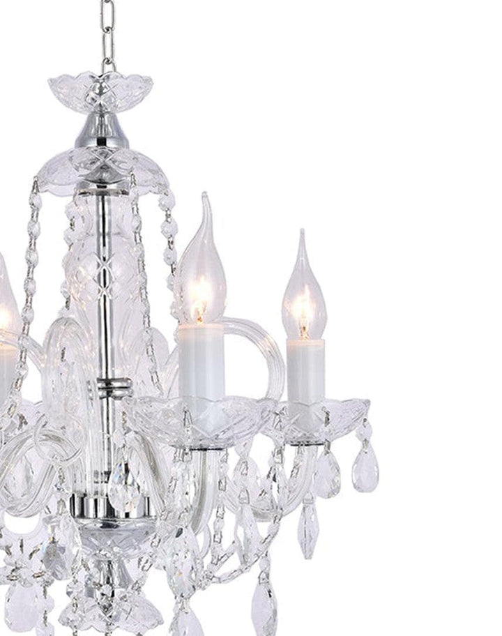 Bohemian Prague 4 Arm Crystal Chandelier - Chrome Fixtures
