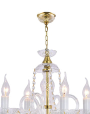 Bohemian Prague 4 Arm Crystal Chandelier - Brass Fixtures