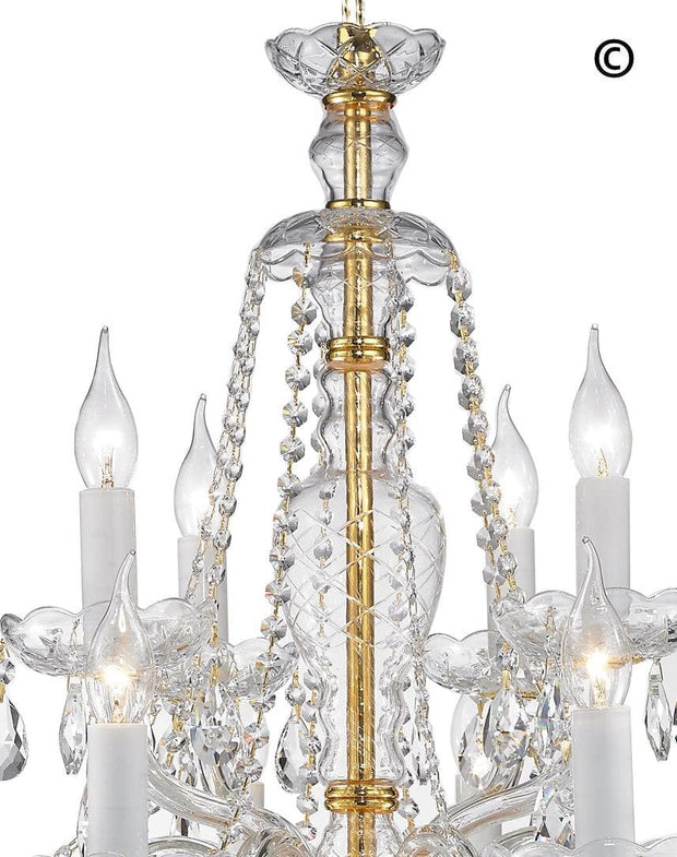 Bohemian Brilliance 12 Arm Crystal Chandelier- GOLD - Designer Chandelier 