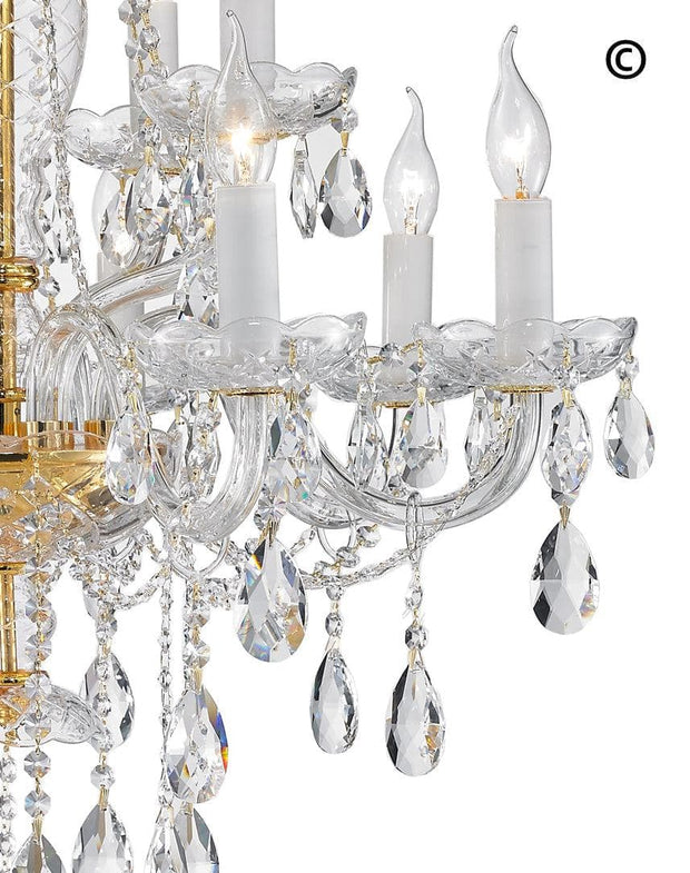 Bohemian Brilliance 12 Arm Crystal Chandelier- GOLD - Designer Chandelier 