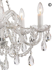 Bohemian Prague 5 Arm Crystal Chandelier - Chrome Fixtures - Designer Chandelier 