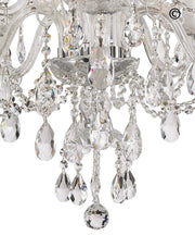 Bohemian Prague 5 Arm Crystal Chandelier - Chrome Fixtures - Designer Chandelier 